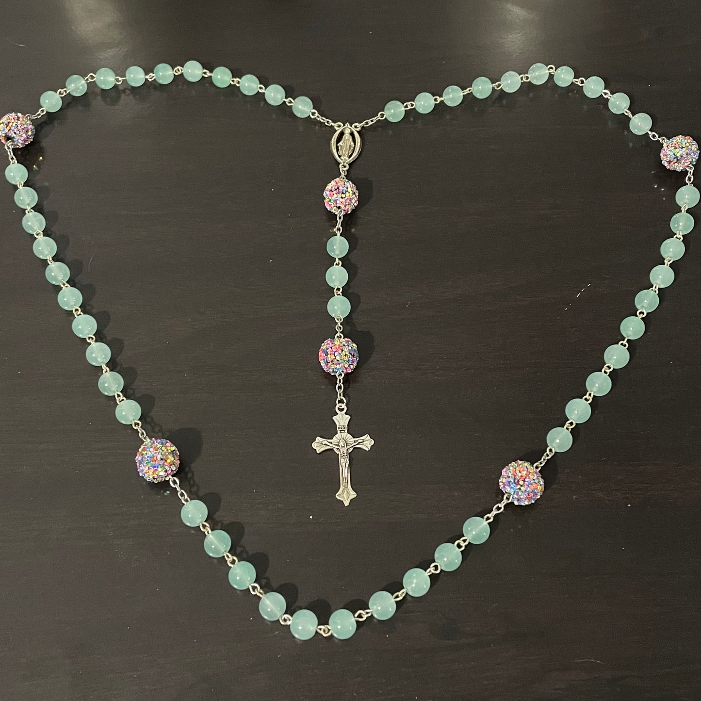 Mint Confetti Catholic Rosary