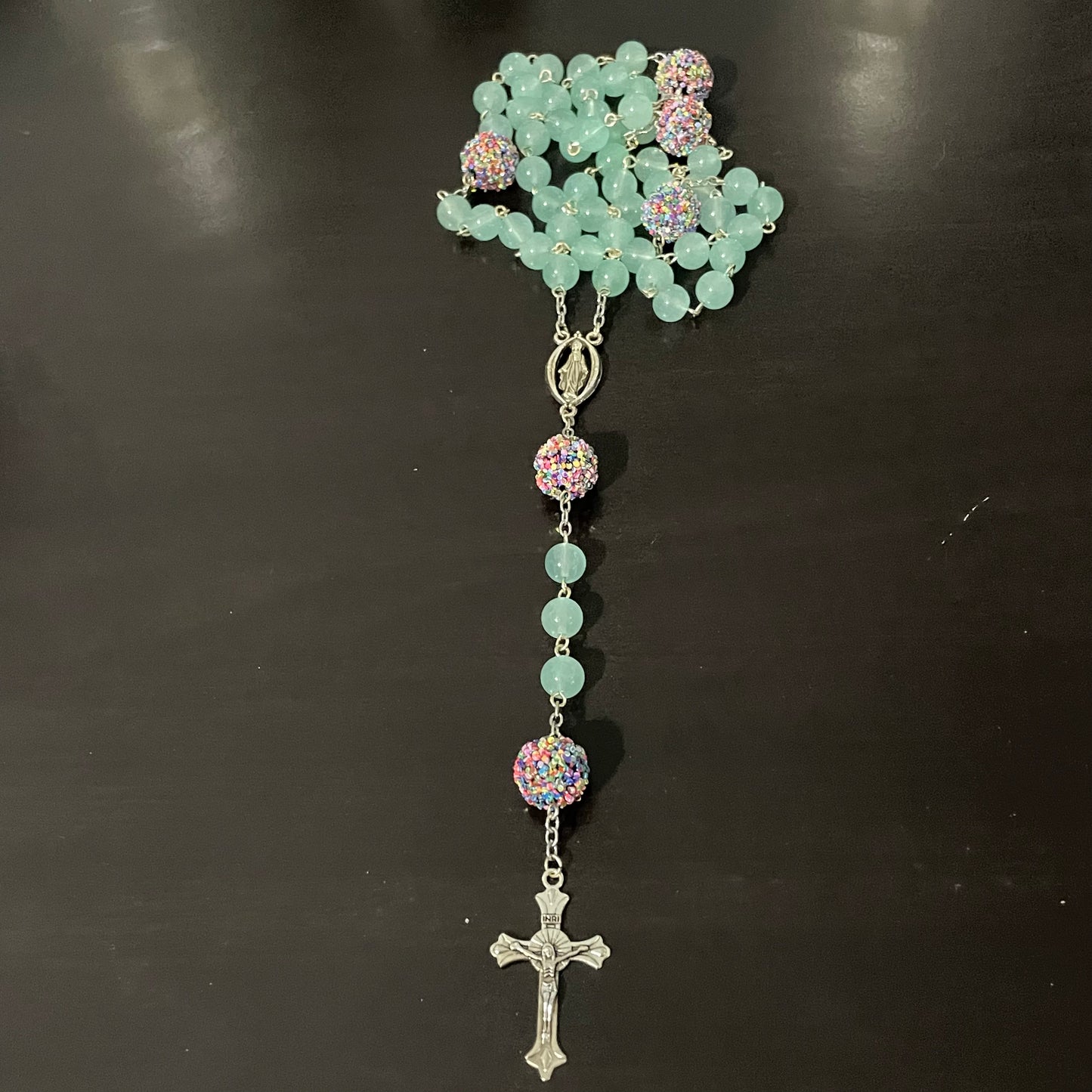 Mint Confetti Catholic Rosary