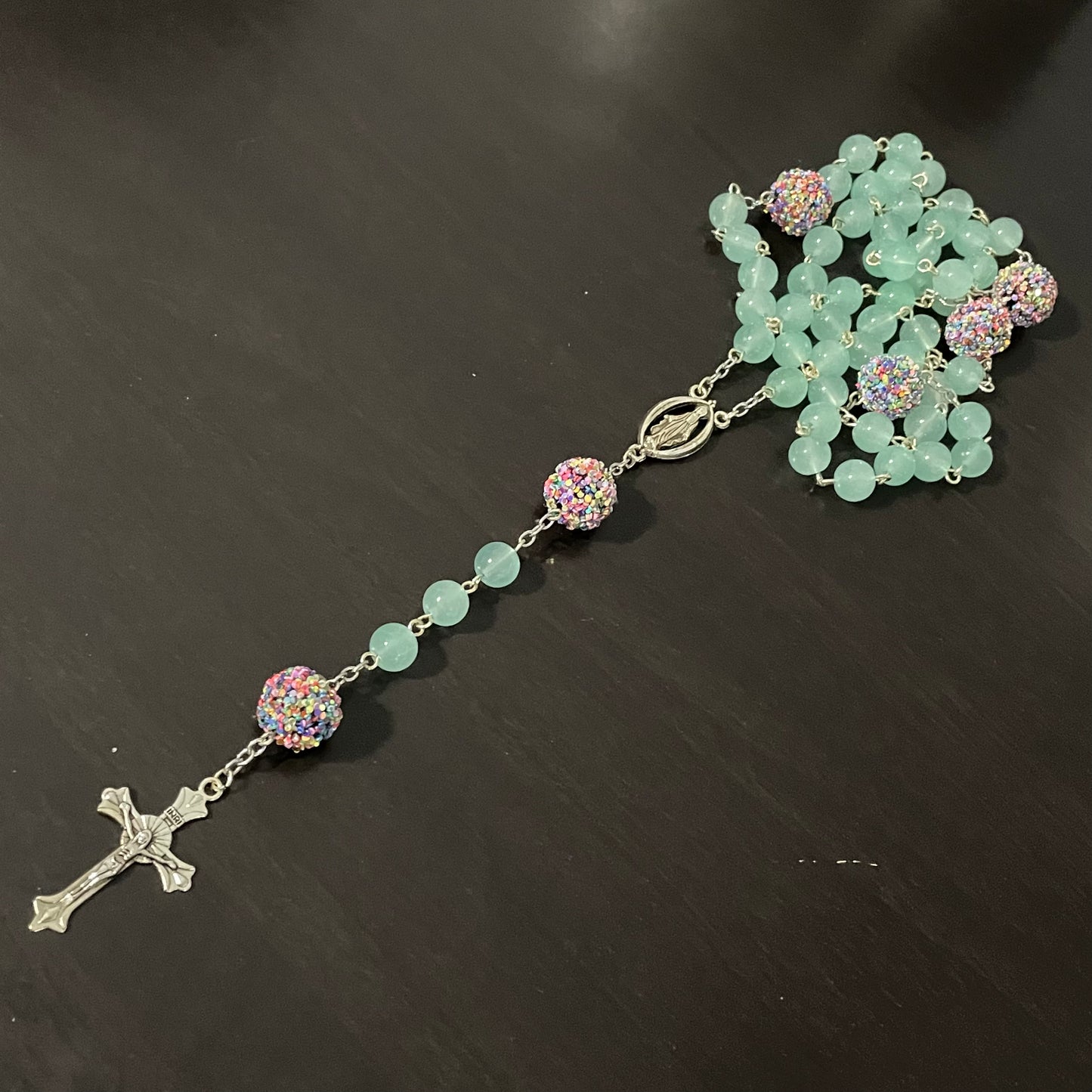 Mint Confetti Catholic Rosary