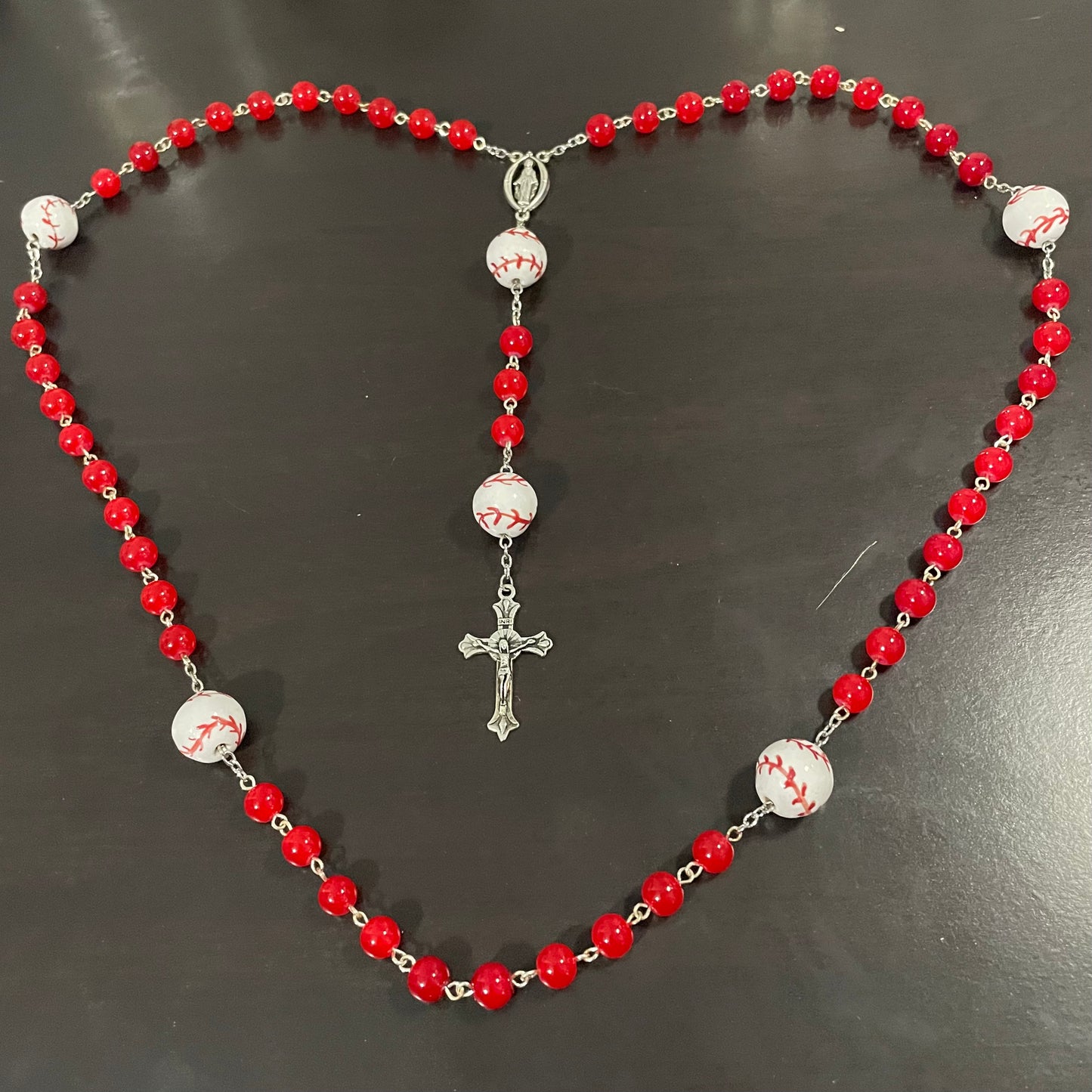 Red Baseball Catholic Rosary
