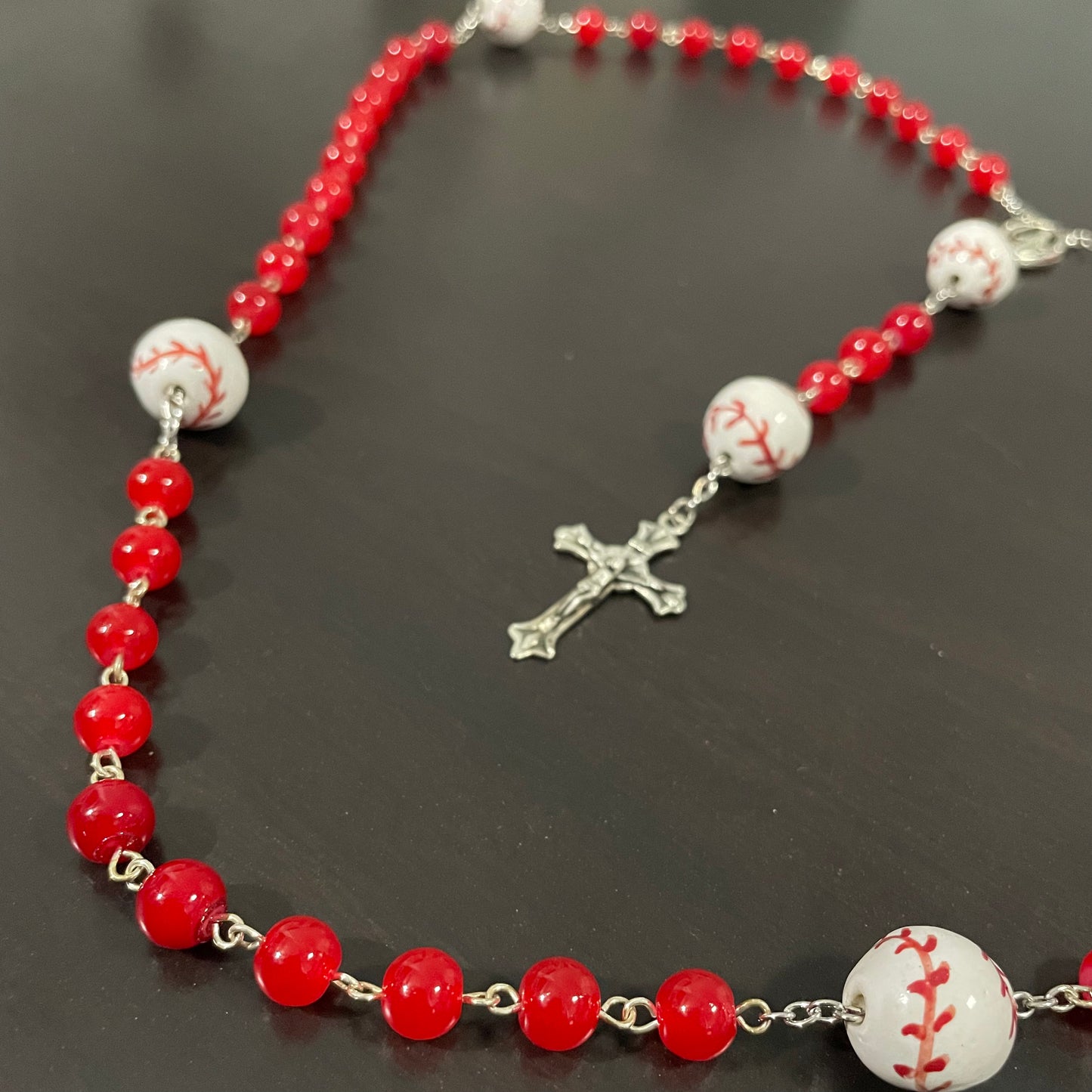 Red Baseball Catholic Rosary
