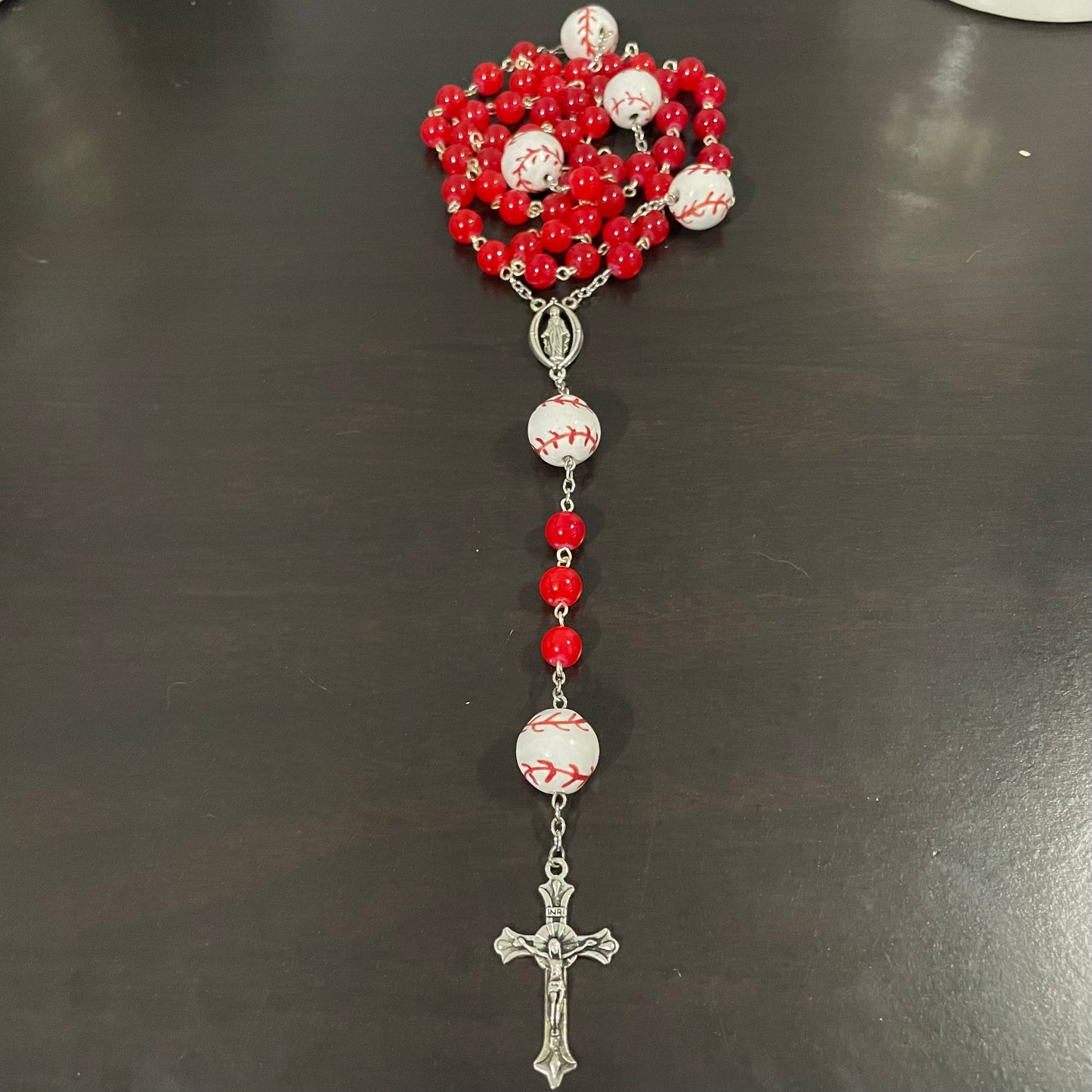 Red Baseball Catholic Rosary
