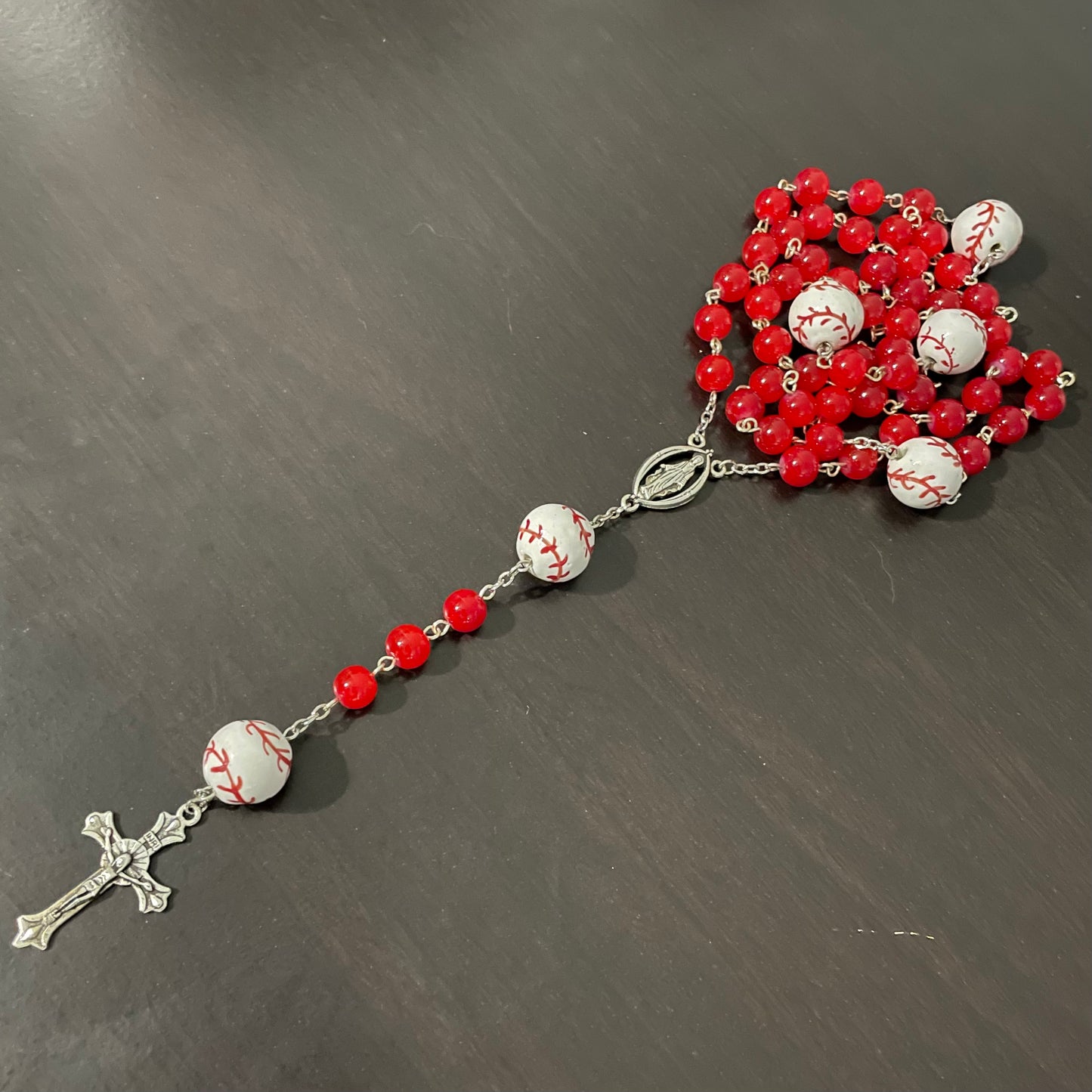 Red Baseball Catholic Rosary
