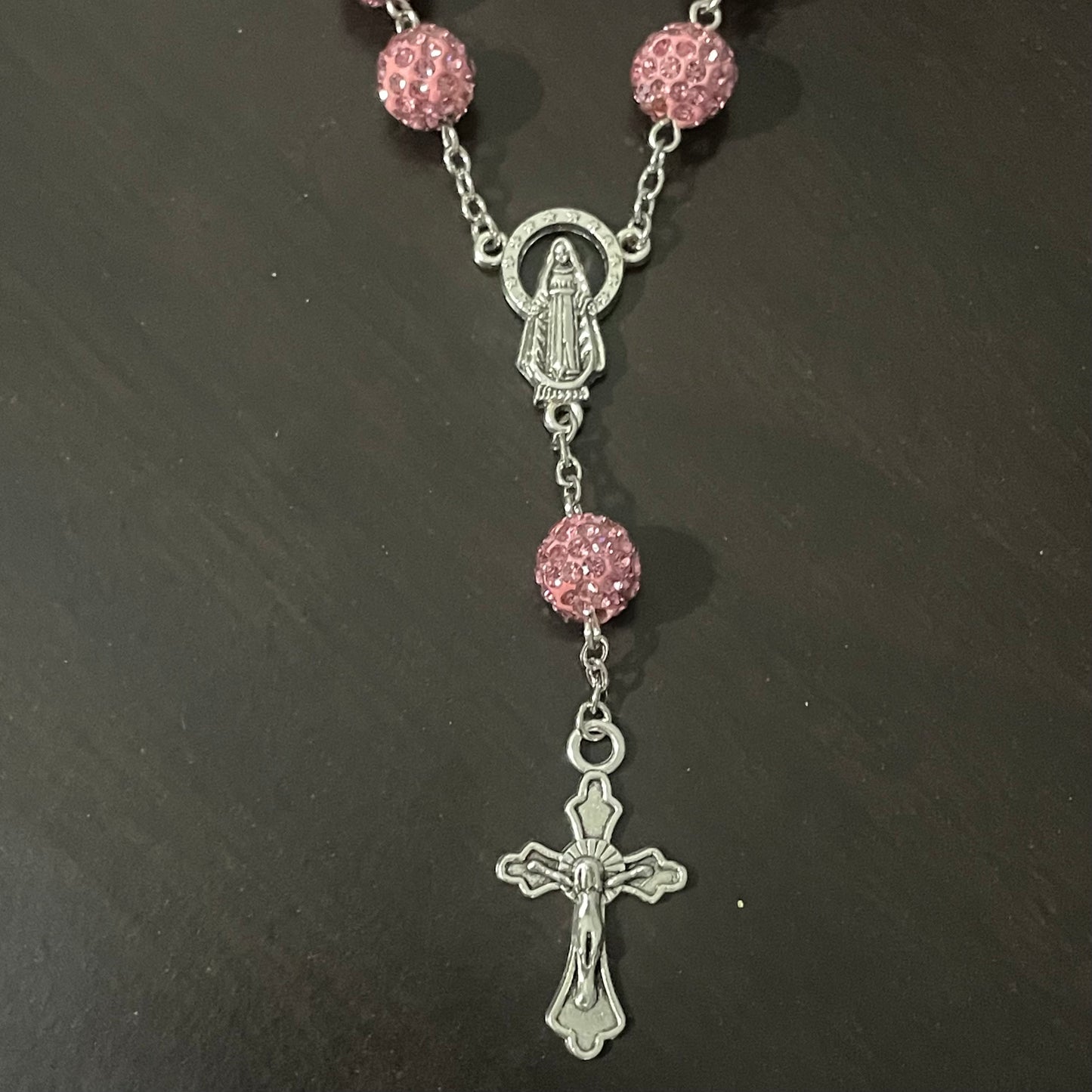 Pink Glam Rhinestone Mini Car Rosary