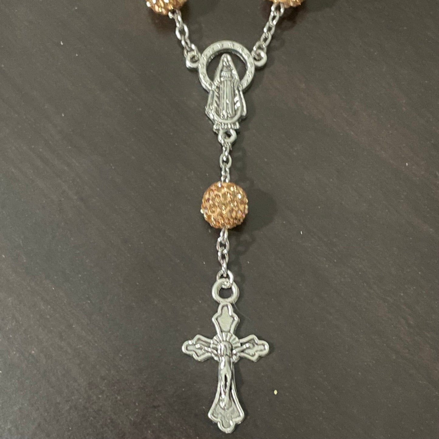 Rose Gold Glam Rhinestone Car Rosary