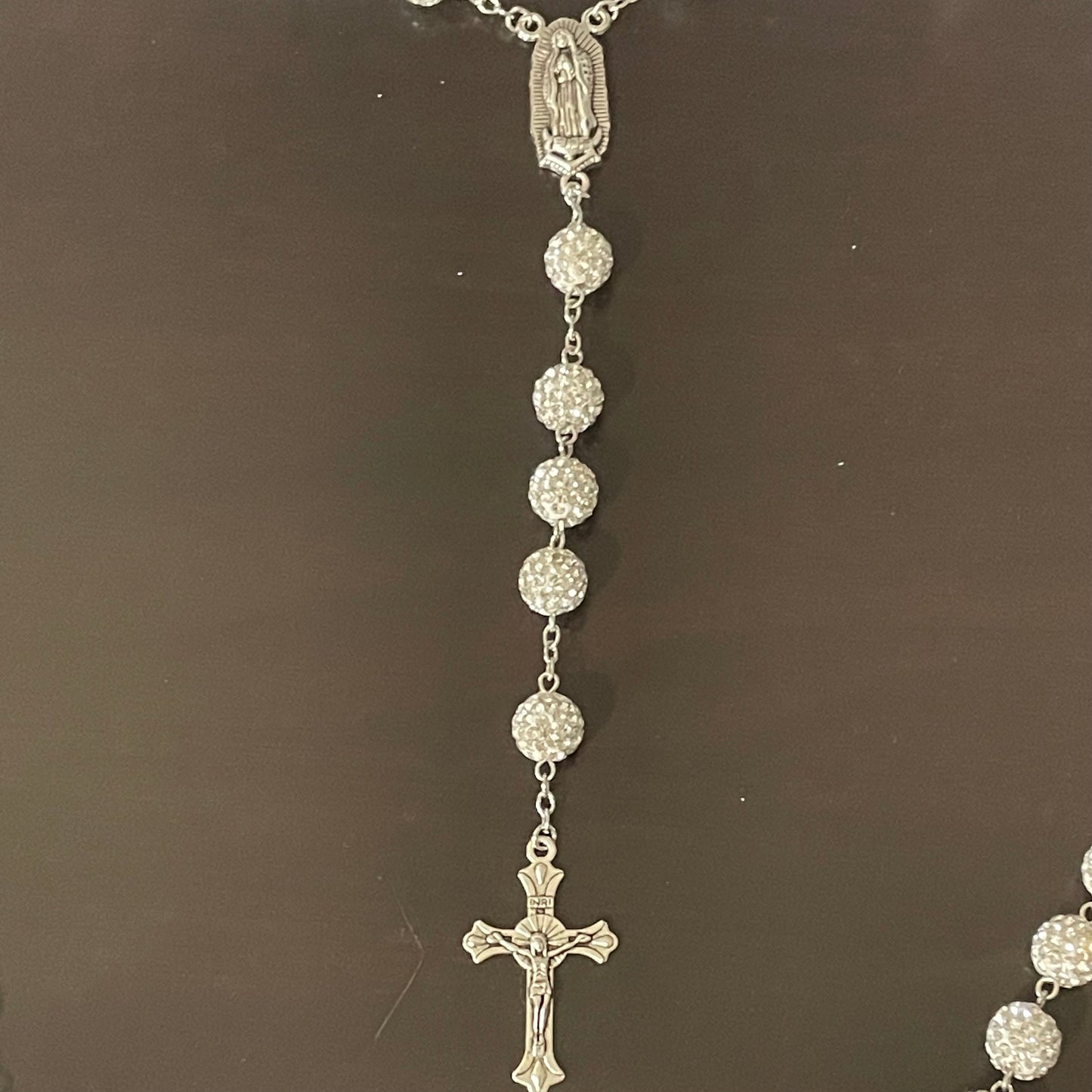 White Glam Rhinestone Rosary