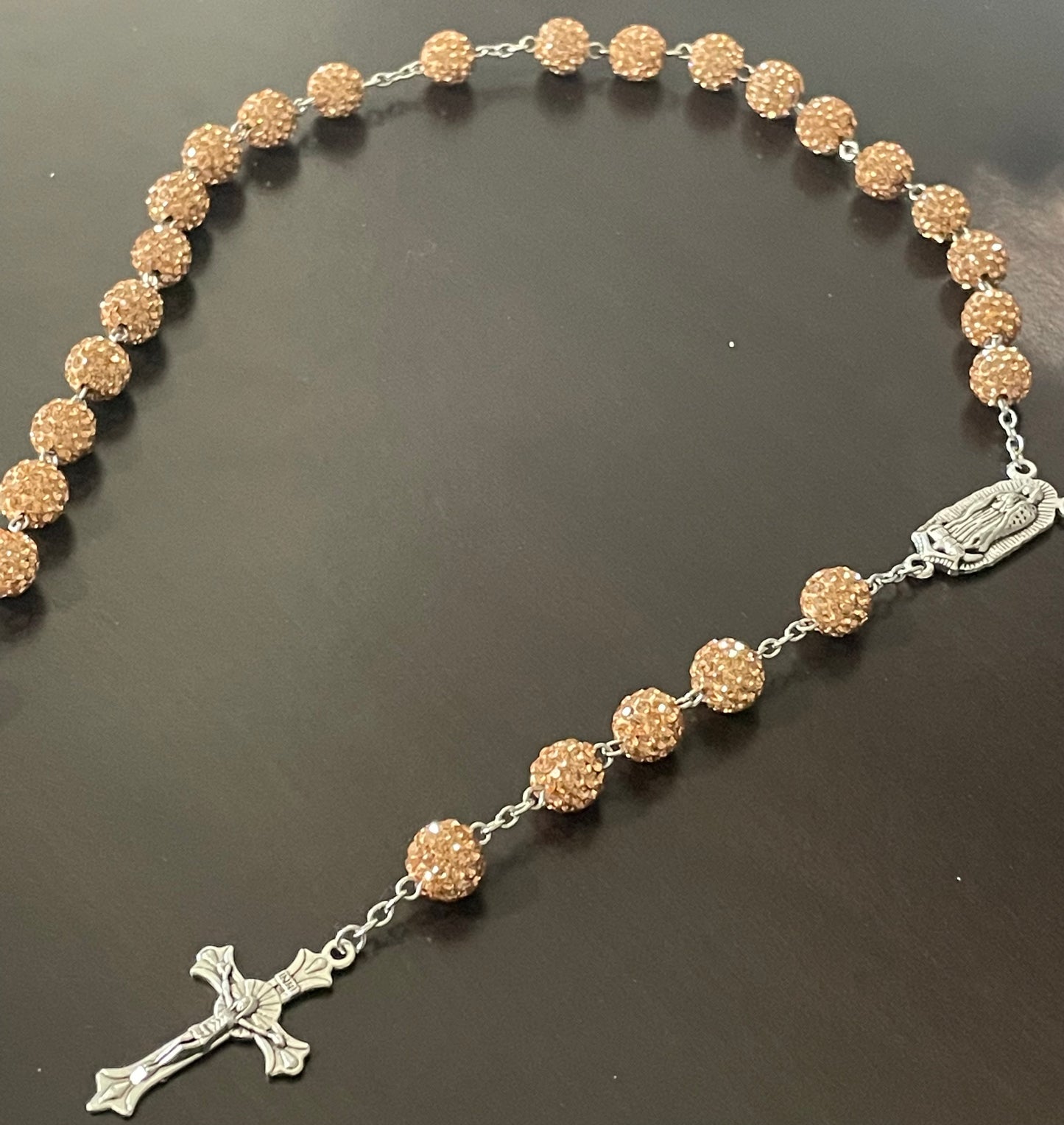 Rose Gold Glam Rhinestone Rosary