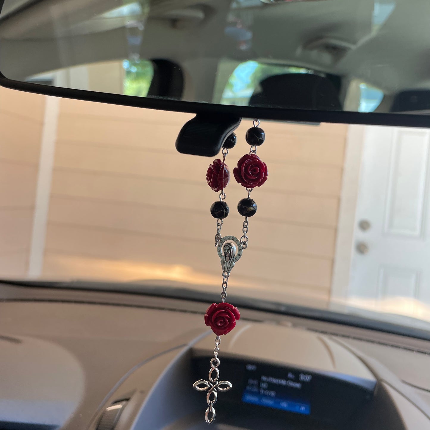 Red Roses at Night Car Rosary
