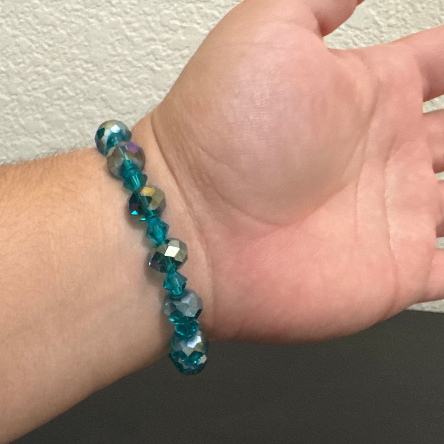 Aqua Glass Beaded Rosary Bracelet
