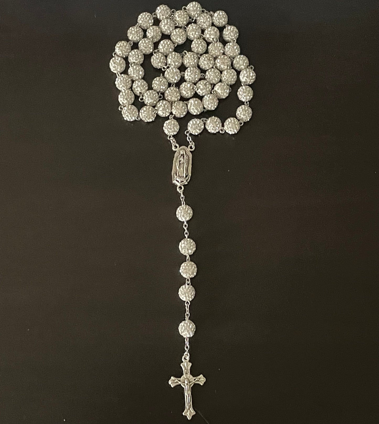 White Glam Rhinestone Rosary