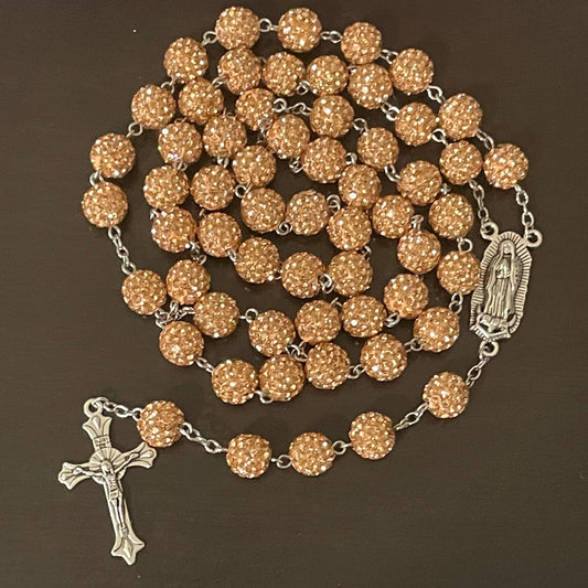 Rose Gold Glam Rhinestone Rosary