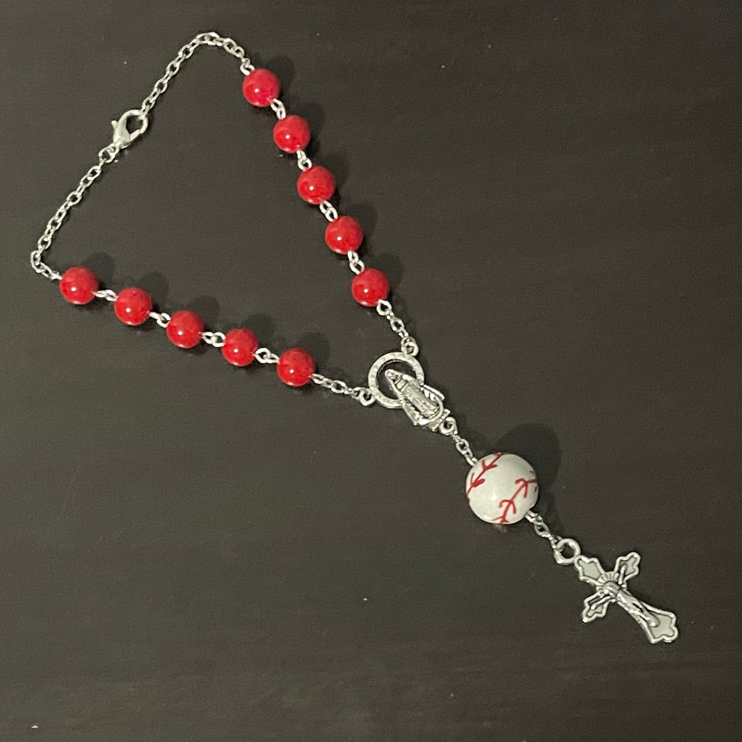 Red Baseball Car Rosary