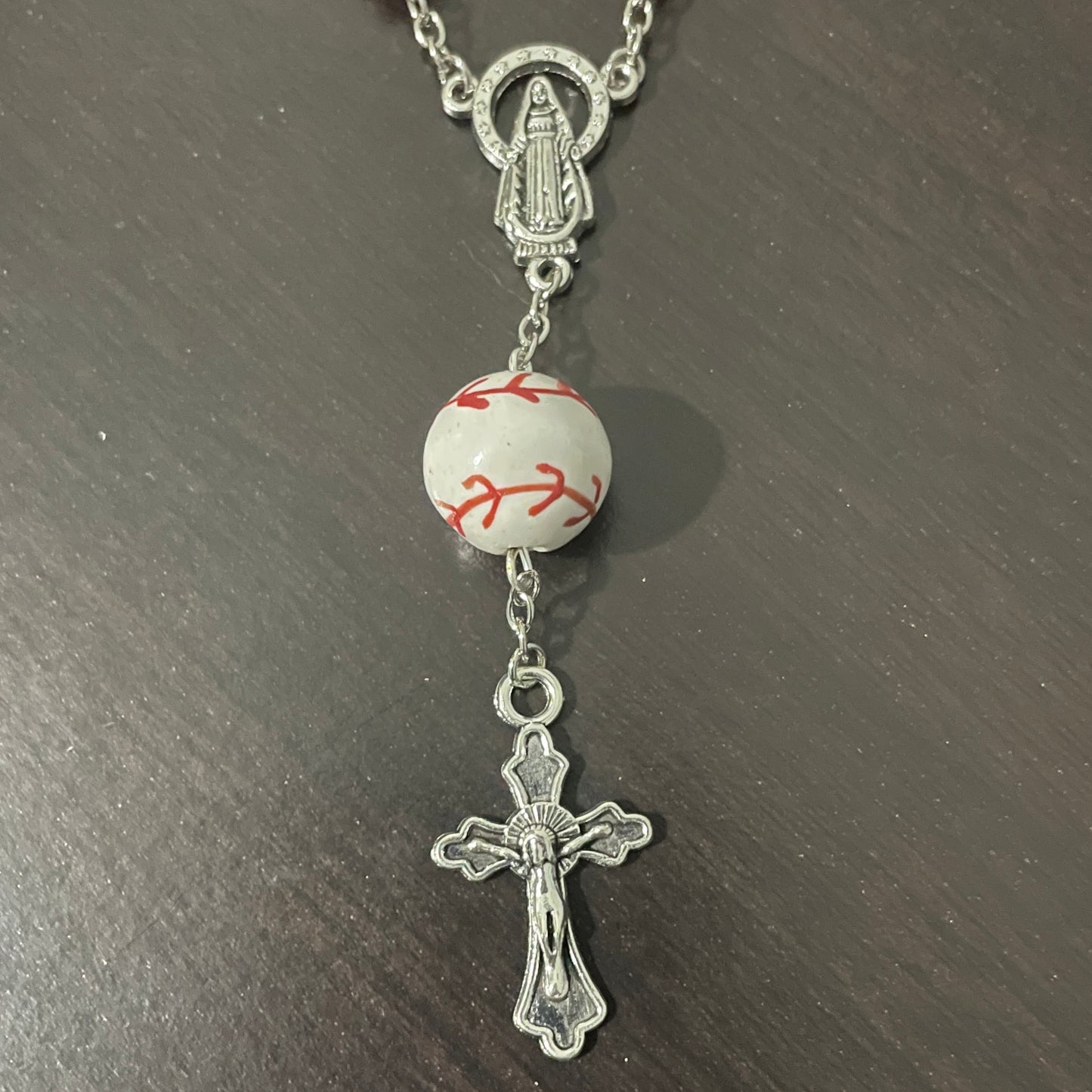 Red Baseball Car Rosary