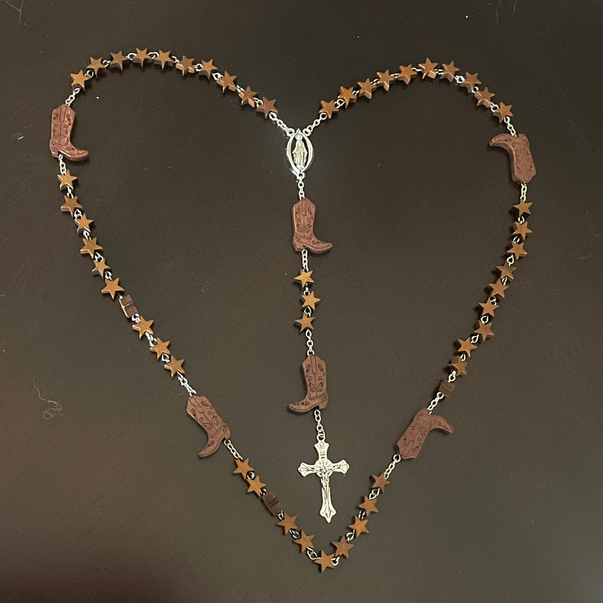 Cowboy Western Wooden Rosary