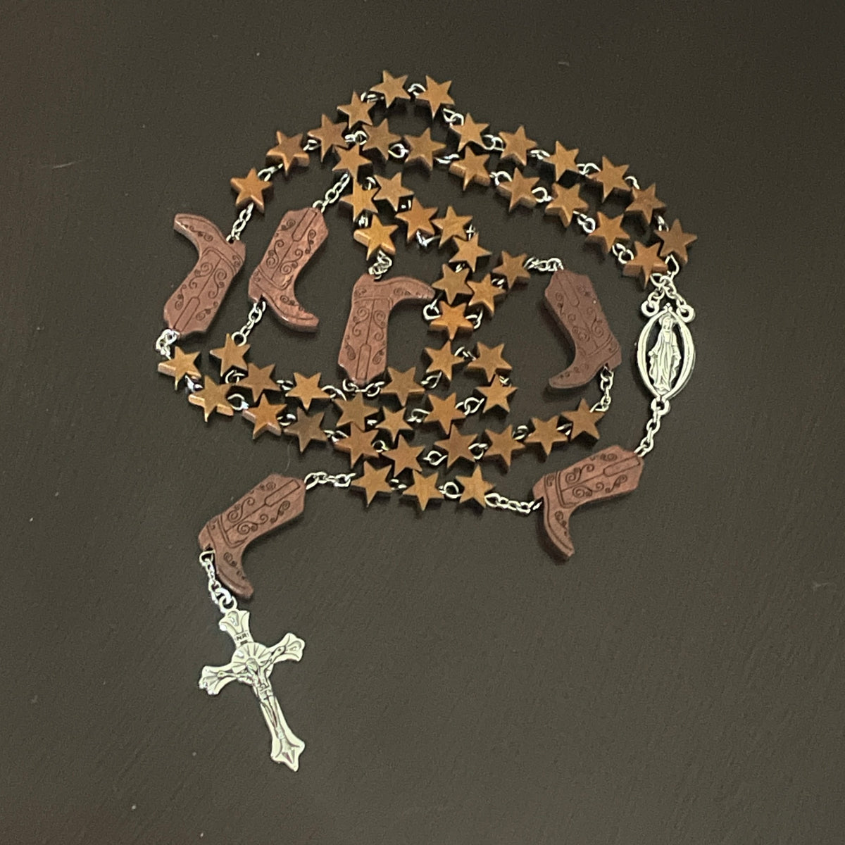 Cowboy Western Wooden Rosary
