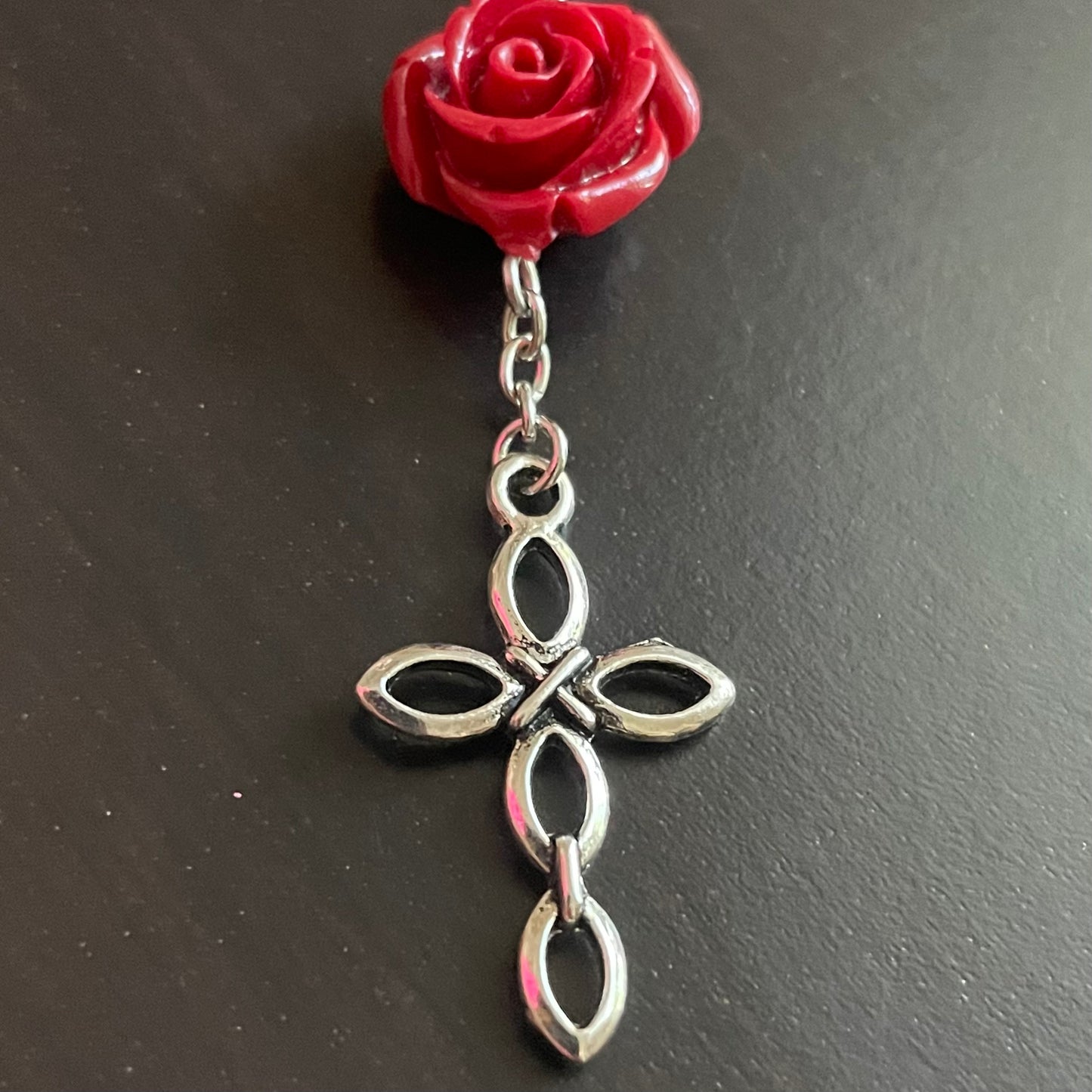 Little Black Car Rosary with Rose